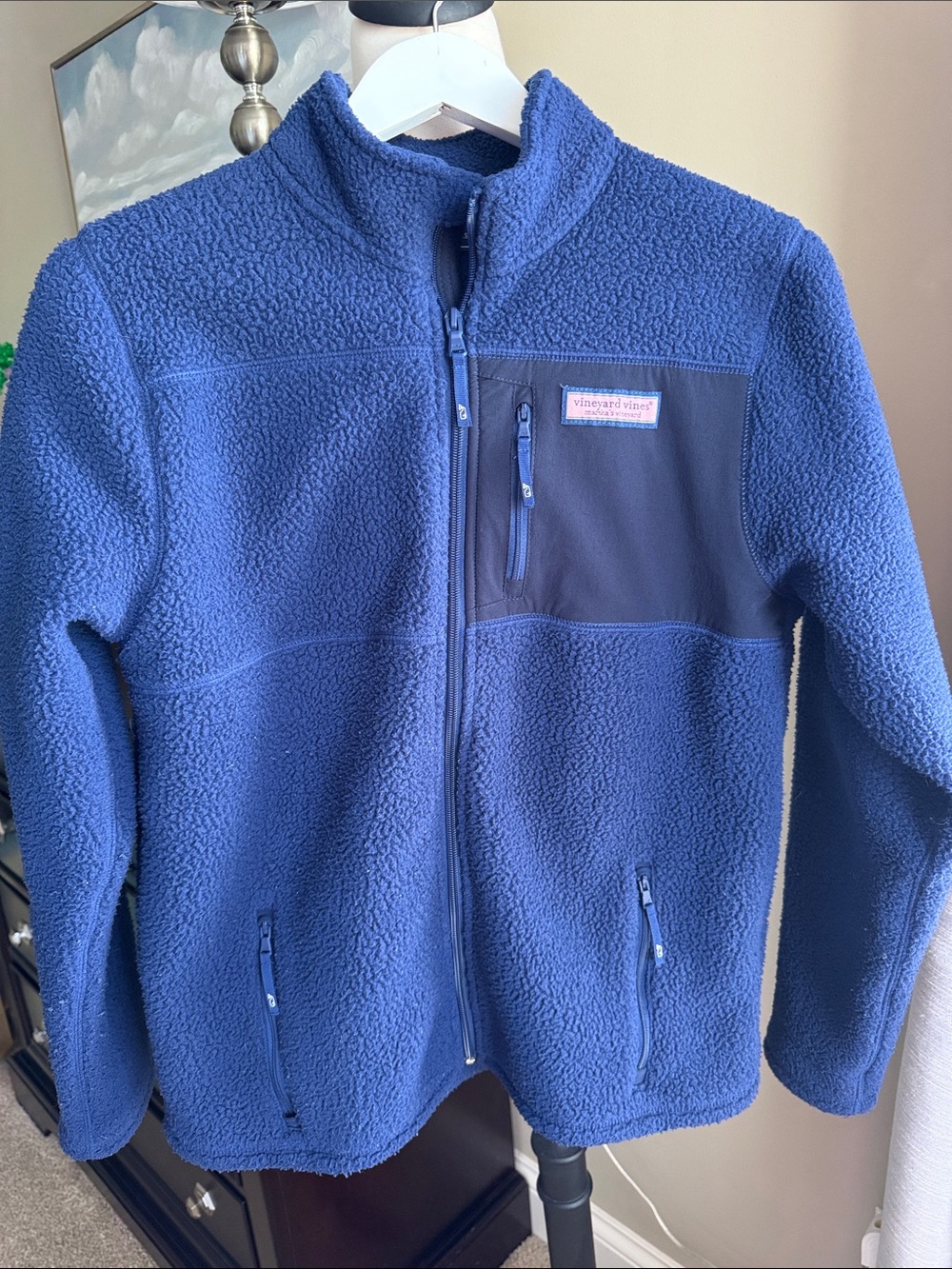 Vineyard Vines Navy Blue Sherpa Full-Zip Jacket Boys XL (18)